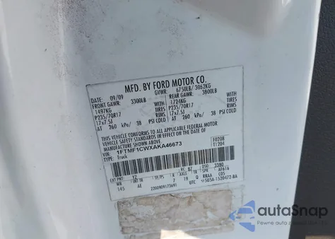 2010 Ford F-150 Stx/Xl/Xlt z USA, uszkodzony, nr VIN 1FTMF1CWXAKA46673